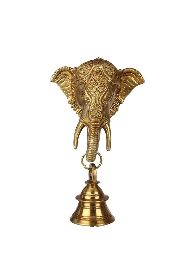 Kartique Brass Ganesha Brass Bell Hanging on Trunk (Gold) - Image 5